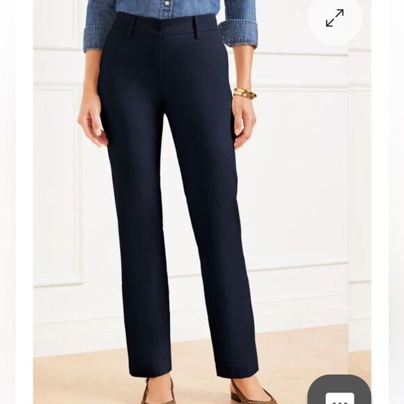 Talbots Petites Signature straight leg Women's Navy chinos with pockets- EUC- 4P - Picture 1 of 15